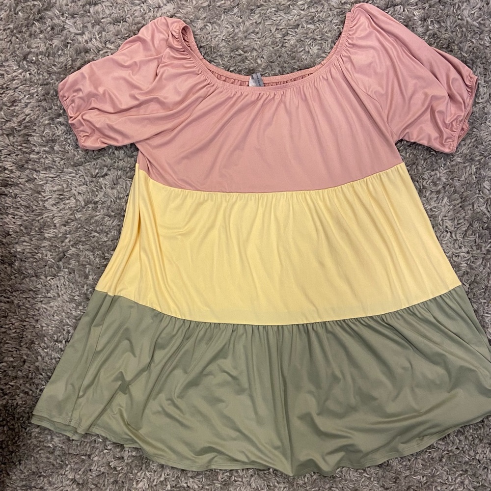 Tiered Color Block Dress